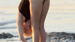 Sand water ocean woman ass miley cyrus