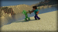 Sand water sun dirt Swords creeper steve video games skyscapes 