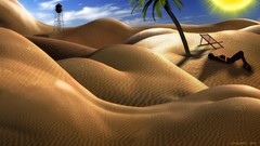 Sand woman ass palm trees sunny digital art fantasy art beach 