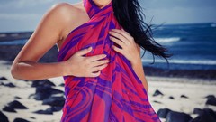 Sand woman Beaches blondes daylight models photo shoot black 