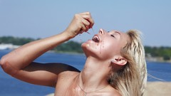 Sand woman Beaches blondes models Lada D