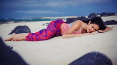 Sand woman Beaches daylight models photo shoot black hair nude 