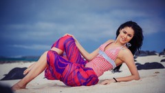 Sand woman Beaches daylight models photo shoot black hair nude 