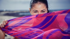 Sand woman Beaches daylight models photo shoot black hair nude 