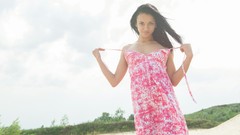 Sand woman dress Aprilia outdoors black hair Met-Art magazine