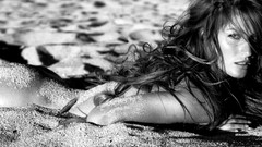 Sand woman Gisele Bundchen grayscale