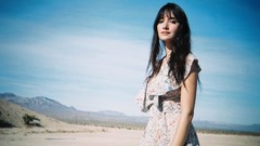 Sand woman outdoors models photo shoot black hair Michael 