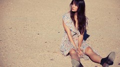 Sand woman outdoors models photo shoot black hair Michael 