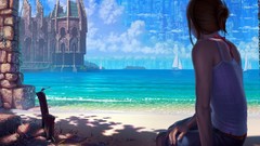 Sand woman sitting Beaches Castles artwork fantasy art