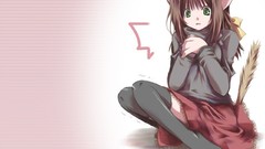 Scared anime girls brunettes nekomimi mice neko upscaled