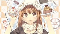 Scarfs anime girls brown eyes original characters Kantoku 