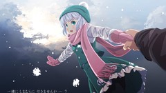 Scarfs anime girls konpaku youmu touhou holding hands