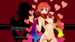 Scarfs anime girls short hair yellow eyes bikini orange hair