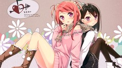 Scarfs blush anime girls pantyhose black hair original 