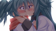 Scarfs blush blue hair long hair anime girls purple eyes