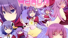 Scarfs blush long hair anime girls open mouth purple hair 