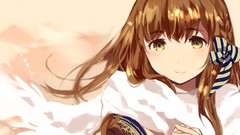 Scarfs brunettes hair ornaments golden eyes