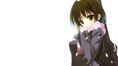 Scarfs long hair anime girls brown eyes brunettes snow-white 