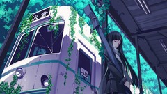 Scarfs long hair anime girls pantyhose black hair