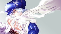 Scarfs white hair purple