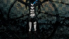 Scars clocks chains long hair anime girls boots blue eyes black 