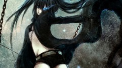 Scars Shorts gloves chains long hair blue eyes brunettes black 