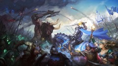 Scene horns armor Warriors Swords creatures battles artwork 
