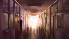 school hallway lights Anime indoors
