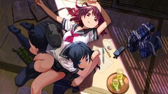 school uniform anime girls Anime blue eyes red eyes two women