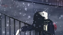 school uniform schoolgirl Anime anime girls Bridge snow winter