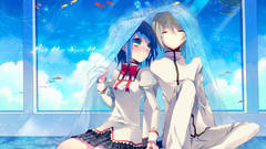 School uniforms blue hair