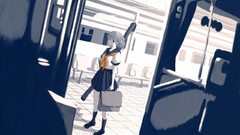 School uniforms trains monochrome