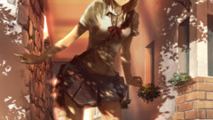 schoolgirl school uniform anime girls afternoon brunette