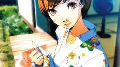 Schoolgirls anime girls brunettes short hair persona 4 satonaka 