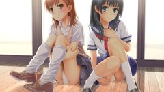 Schoolgirls anime girls school uniforms misaka mikoto saten 