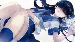 Schoolgirls anime girls school uniforms soft shading