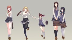 Schoolgirls blondes skirts anime girls school uniforms redheads 