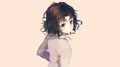 Schoolgirls blush smiling anime girls blue eyes brunettes 