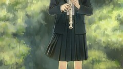 Schoolgirls instruments skirts anime girls brunettes school 