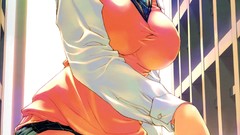 Schoolgirls skirts anime girls school uniforms short hair 