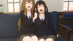 Schoolgirls skirts smiling long hair anime girls seifuku black 