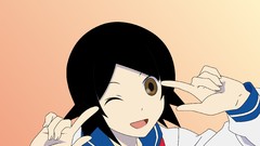 Schoolgirls smiling anime girls brown eyes school uniforms 