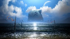 science fiction digital art fantasy art sky Sea clouds water