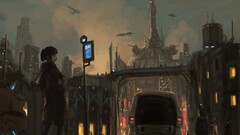 science fiction futuristic city artwork cityscape