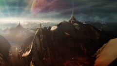science fiction planet fantasy art Mountains futuristic