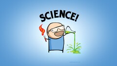 Science humor artwork blue background gradient