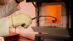 Scientist removing Sample from