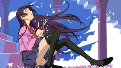 Scissors anime girls school uniforms bakemonogatari 