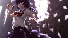 Scissors Ribbons skirts anime girls school uniforms short hair 