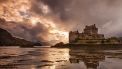 Scotland Beaches reflections landmark skyscapes eilean donan 